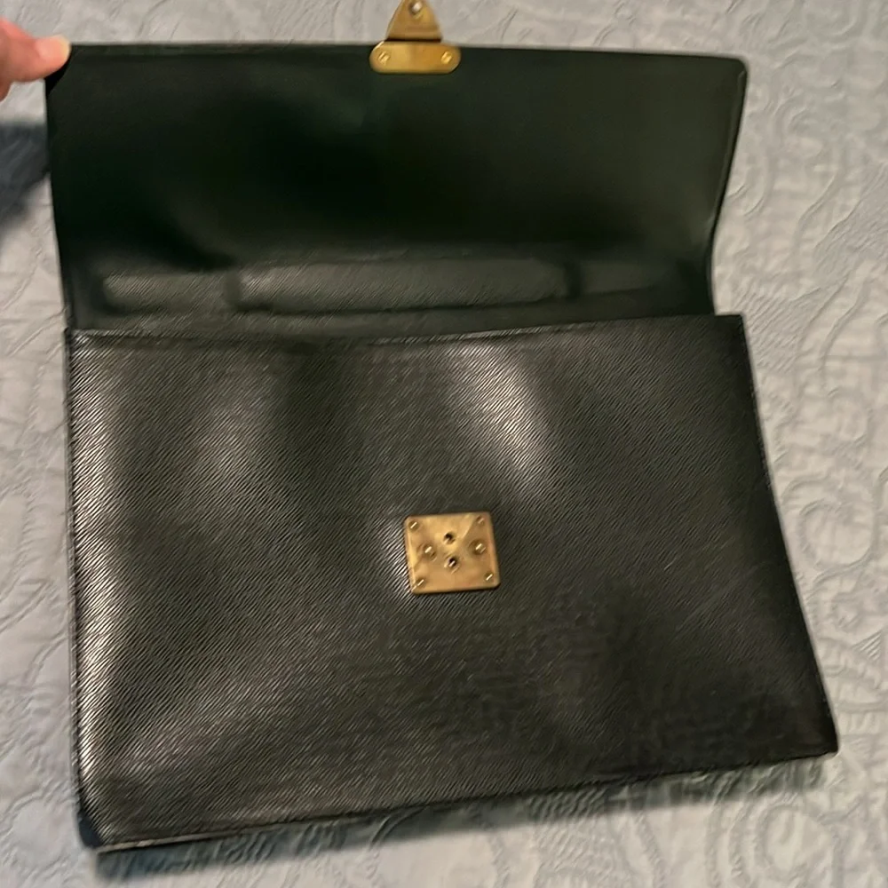 Louis Vuitton Large Black Taiga Leather Briefcase